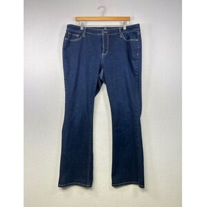 St Johns Bay Bootcut Leg Jeans‎ Women Size 16W Dark Wash Denim Stretch